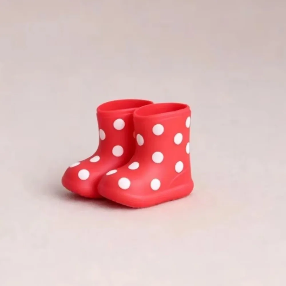 Polka Dot Pattern Doll Rain Boots Waterproof Silicone 1/6 Scale Boots Rain Protection Doll Footwear