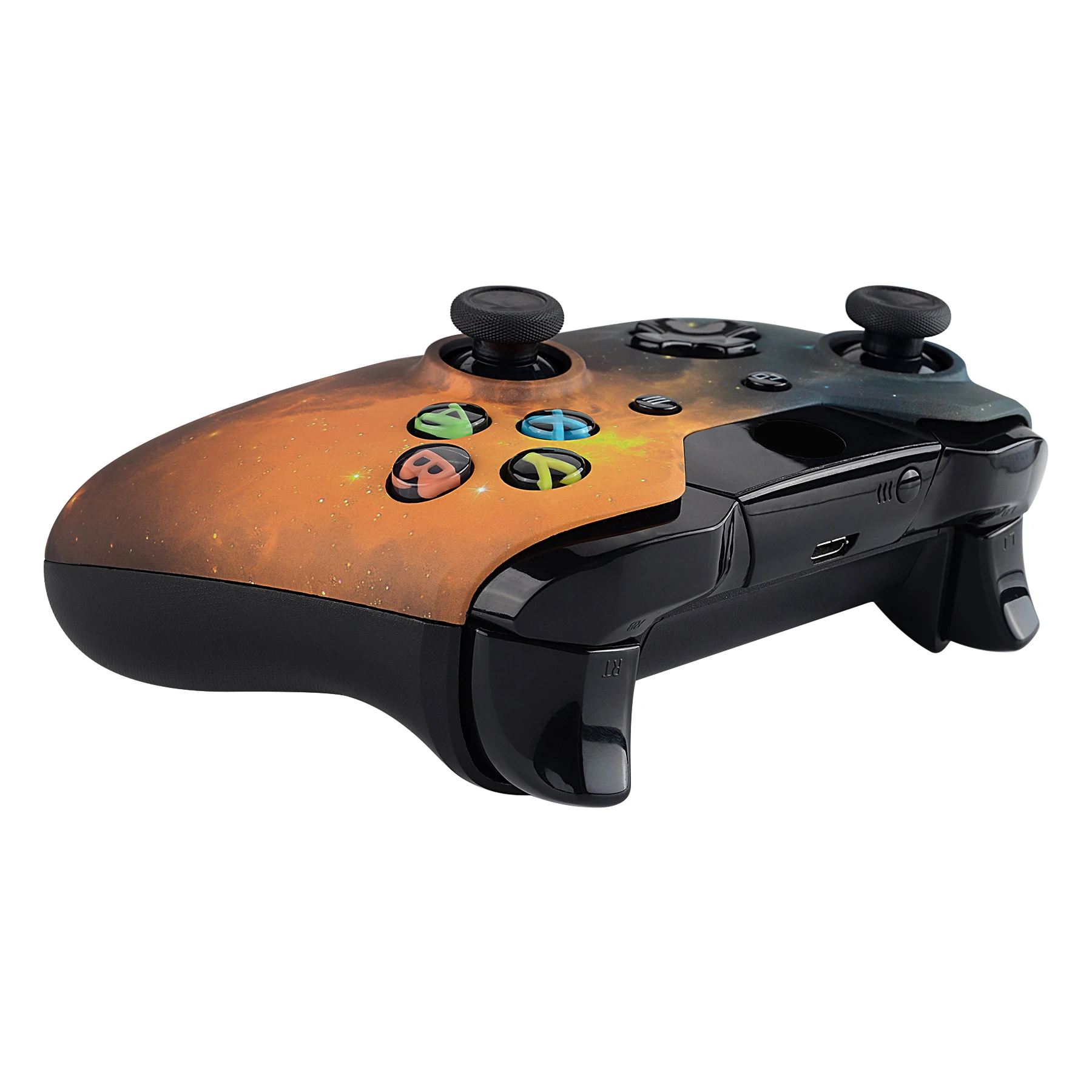 EXtremeRate 소프트 터치 탑 수리 전면 하우징 쉘, 표준 Xbox One 컨트롤러 모델 1537, 1697 골드 스타 유니버스