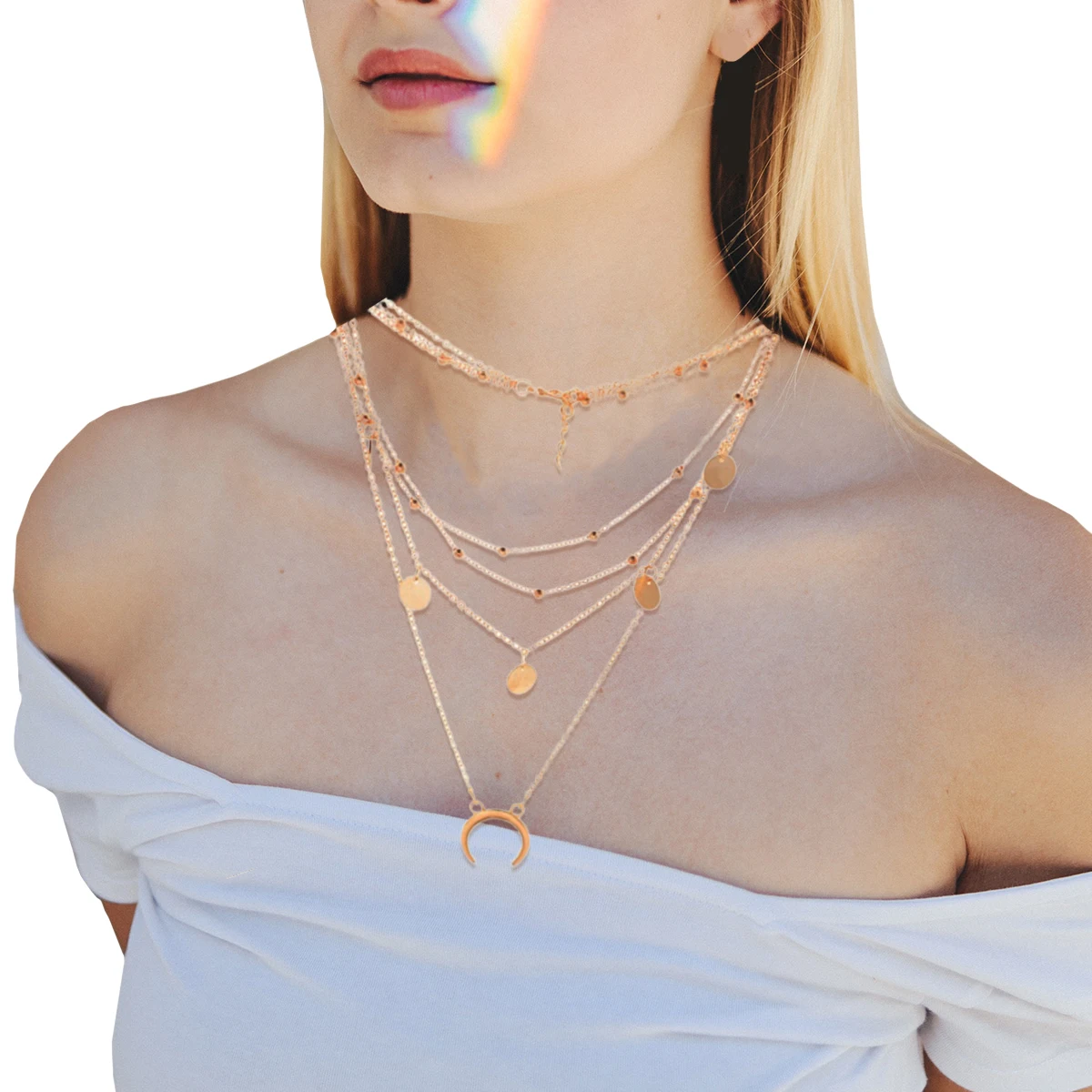   Collana in oro per donna Ciondolo luna Girocollo in argento Collane Miss alla moda europee e americane