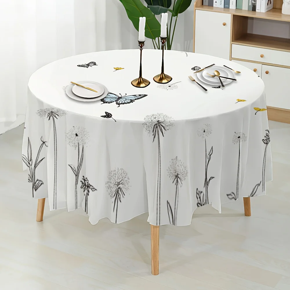 A round tablecloth with a butterfly pattern, perfect for adding elegance to a Chinese restaurant