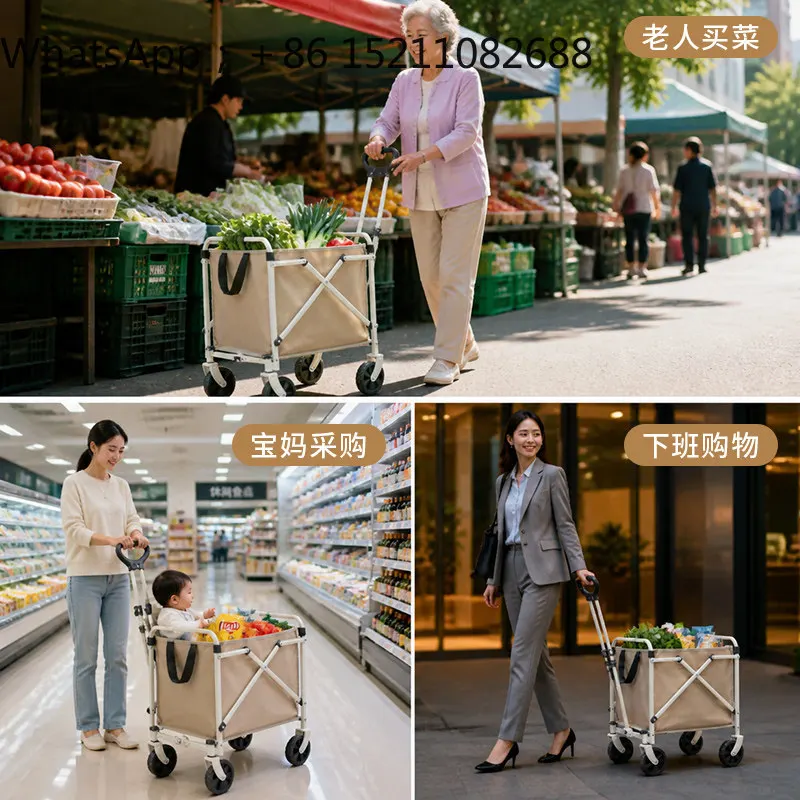 LLY shopping cart, portable folding shopping picnic trolley cart, home pulling goods to pick up express artifact