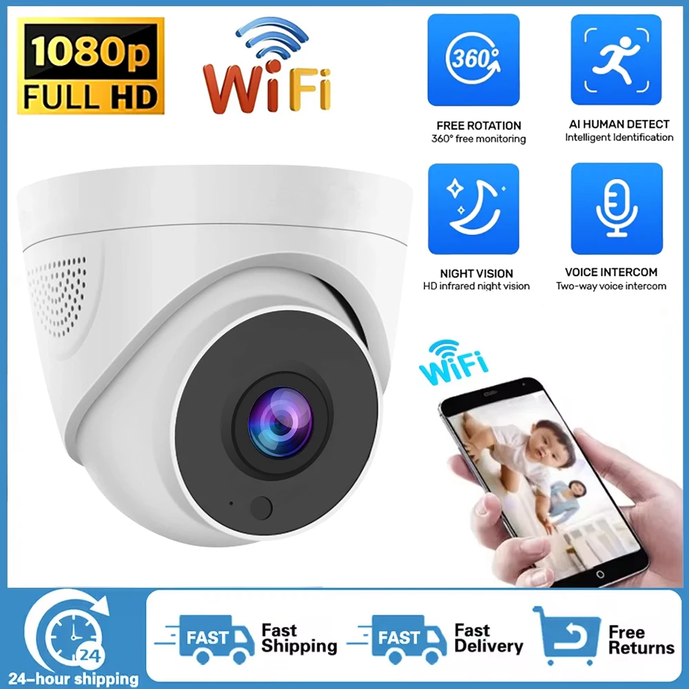 1080P Outdoor Camera WIFI Auto Track 2-Way Audio IR Night Vision AI Human Detection IP Camera PTZ Indoor Security Surveillance ﻿