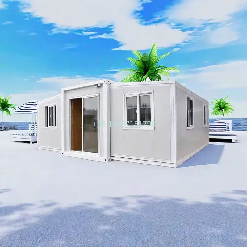 Conteneur plat extensible à Double aile, conteneur préfabriqué pliable, maison de sécurité coupe-vent à bas prix