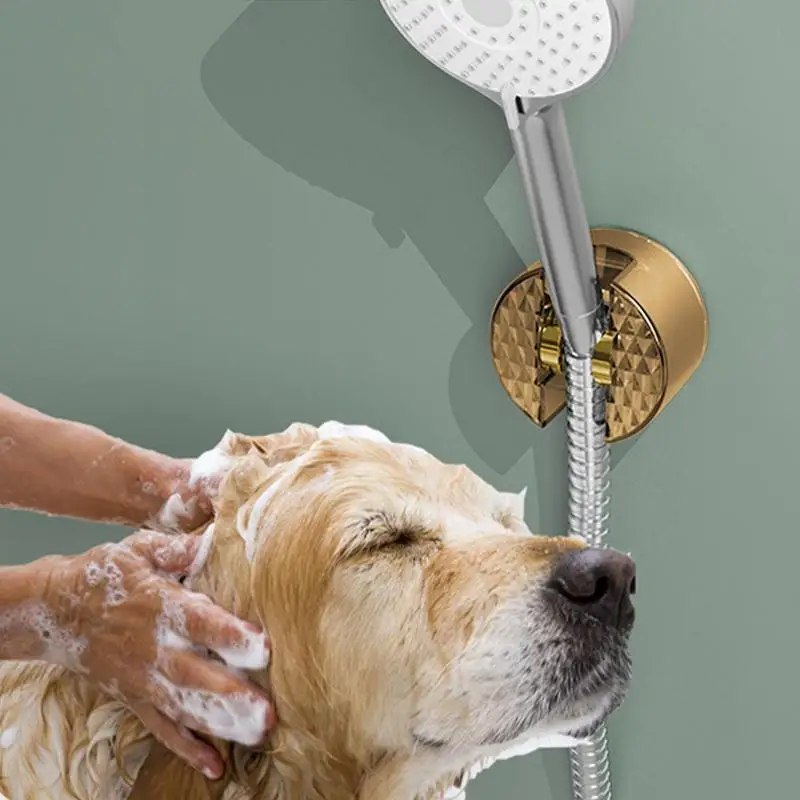 Wall Shower Spray Holder Showerhead Spray Bracket Mount No-Punching Shower Rack With Angle Adjustable Bath Head Holder For