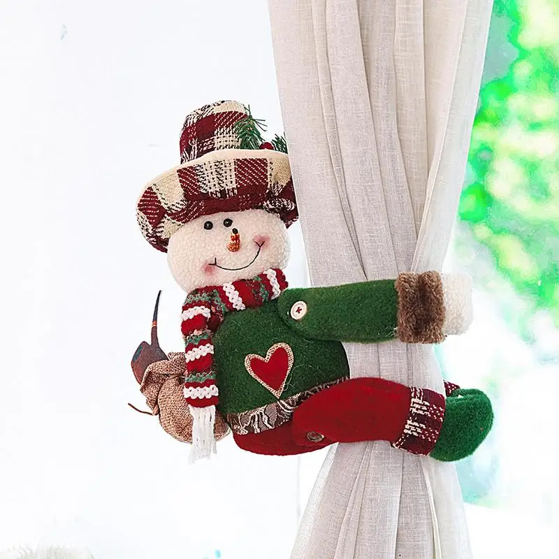 Christmas Curtains Tie Back Christmas Curtains Buckle Tieback Window Pendant 3D Christmas Ornaments Cute Doll Clasp Display For