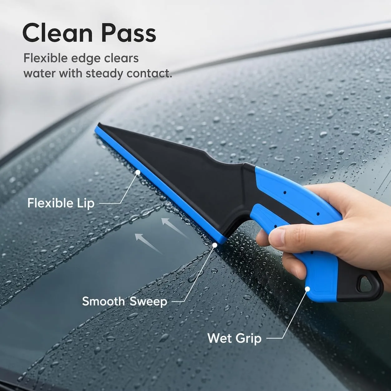 Window Tint Squeegee Tool 2 Pack, Magnetic Rubber Scraper with Fixed Flexible Edge, Non-Slip Handle for Film Installing, G