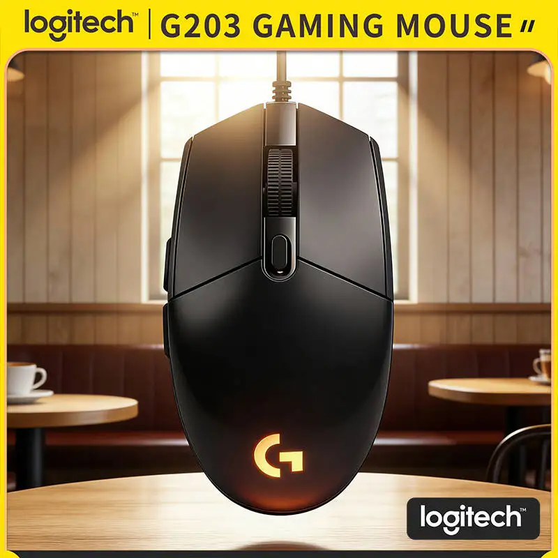 

Logitech G203 Computer Mouse Wired, Dynamic RGB Illumination, 200-8000 DPI Range, Plug & Play, for Windows/Mac