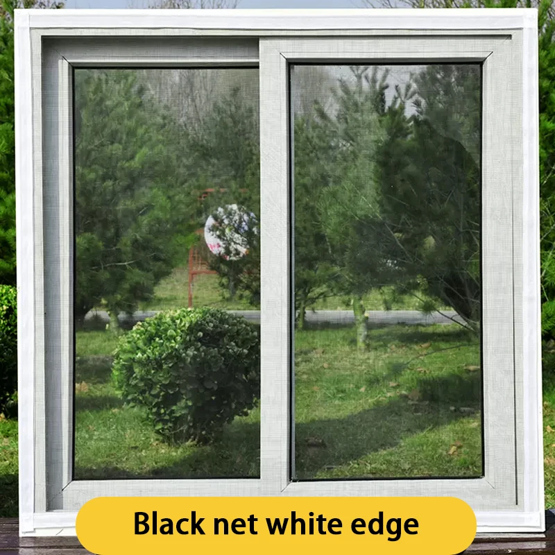 Black Window Screen, Reusable Hook & Loop Mesh, Insect-Proof & Easy to Install for Various Window Sizes