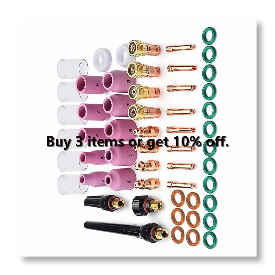✼55PCS TIG Welding Torch Accessories Kit Alumina Nozzle Stubby Gas Lens 10 Cup Kit for TIG WP-17/18/26