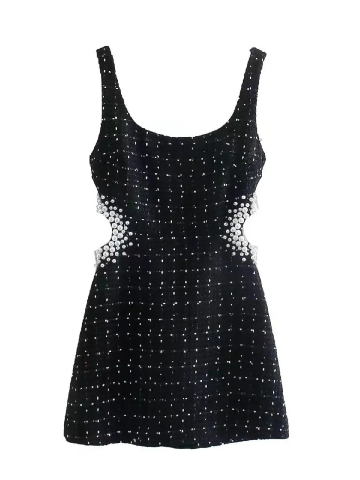 تنورة متوسطة الخصر مزينة باللؤلؤ بحزام مجوف Dr Street Sle بدون Sve Summer Faion للسيدات Dr #2