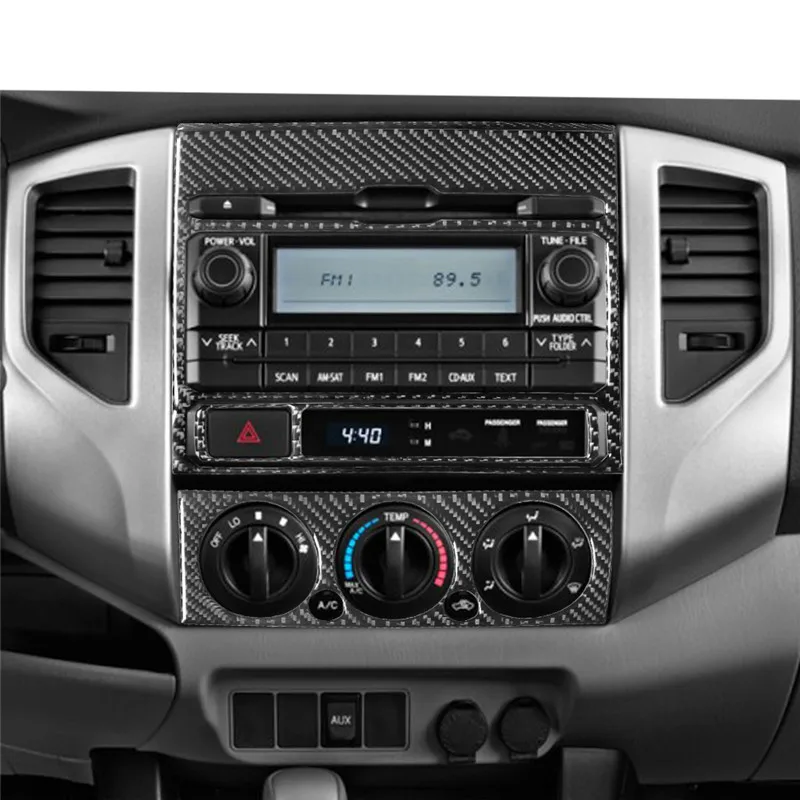 Car Accessories Styling Black Carbon Fiber Radio Panel Cover Decorative Strip For Toyota Tacoma 2012-2015