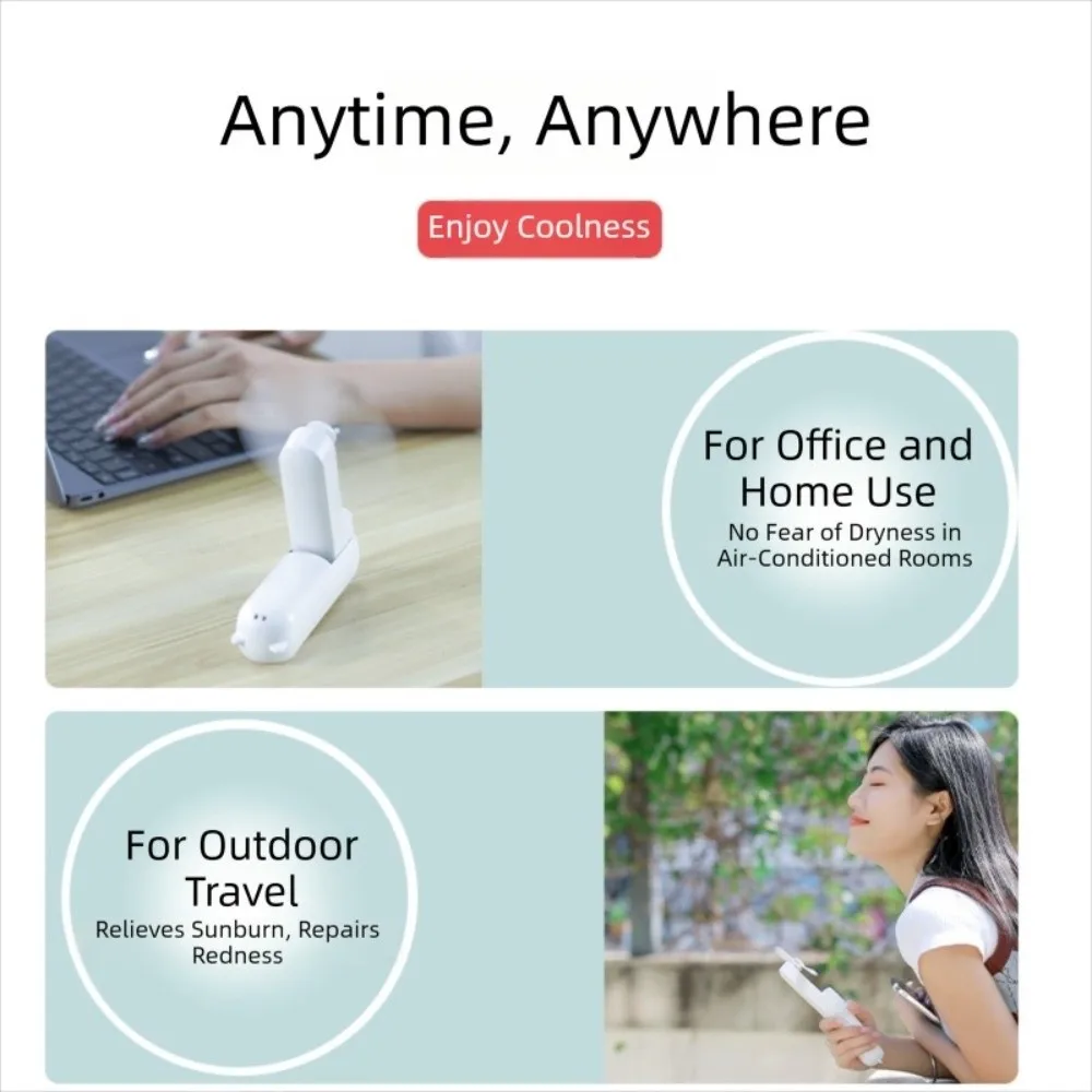 USB Rechargeable Portable Mini Handheld Fan Adjustable 3 Speed Folding Cooling Hand Fan 2000mAh Quiet Small Pocket Fan Camping
