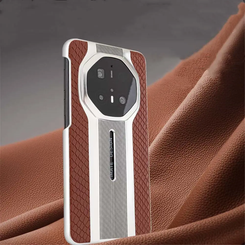 

Luxury Cowhide Leather Python Pattern Case for Huawei Mate 70RS Business Back Cover