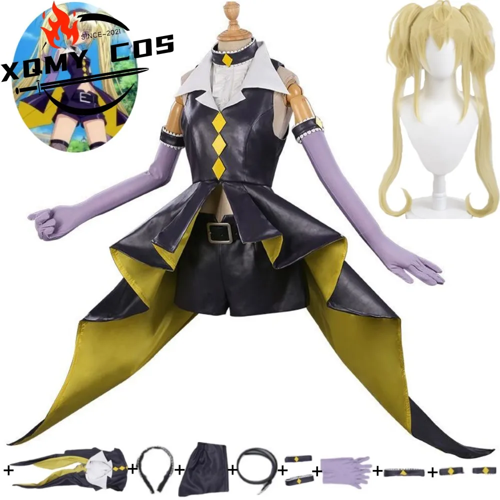 

XqAnime Shugo Chara Tsukiyomi Hoshina Utau Dark Jewel Cosplay Costume Wig Top Shorts Hallowen Carnival Party Sexy Woman Suit