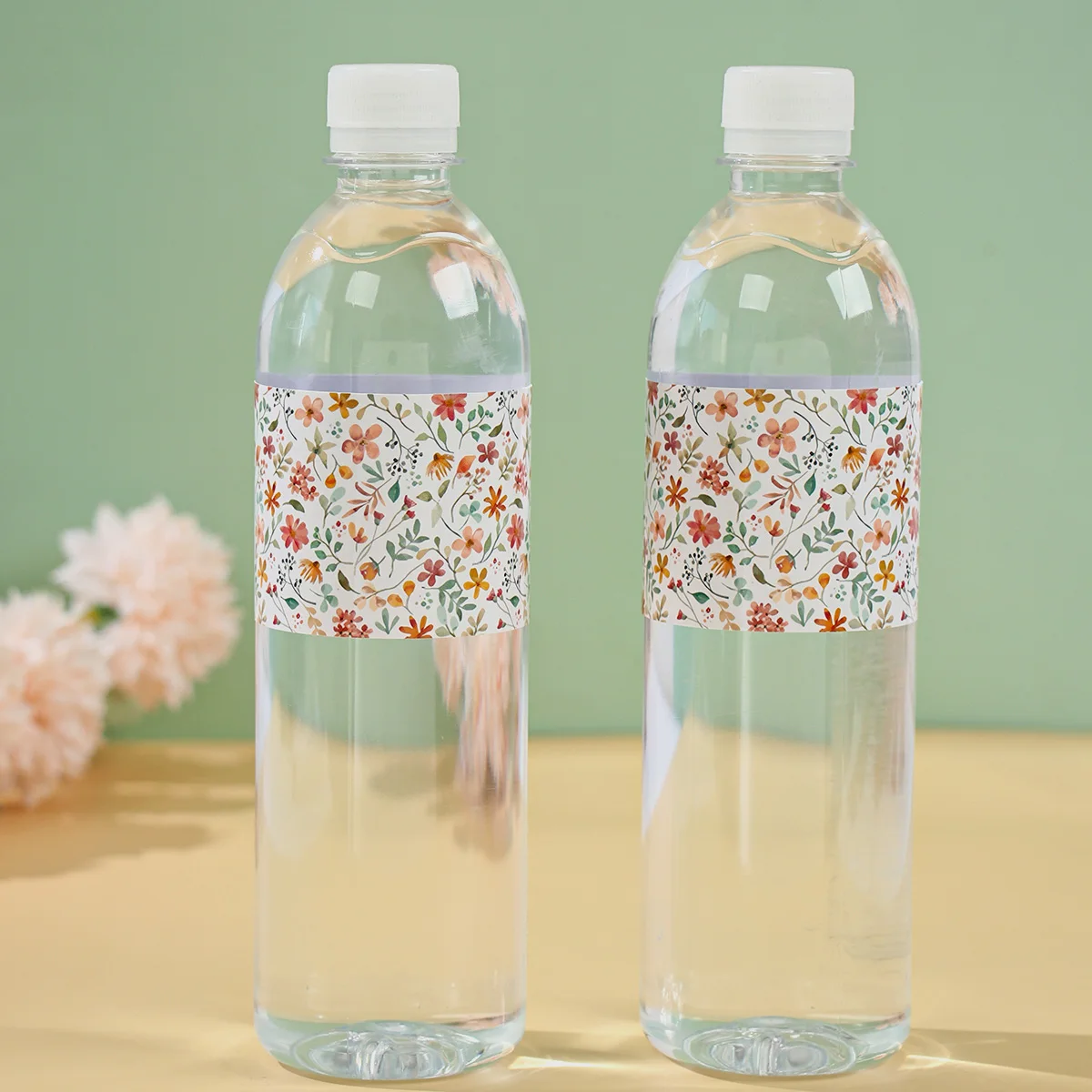 Floral Bottle Stickers Sea Life Marine Water Water Bottle Sticker Birthday Party Decoration Baby Shower Wedding Party Supplies