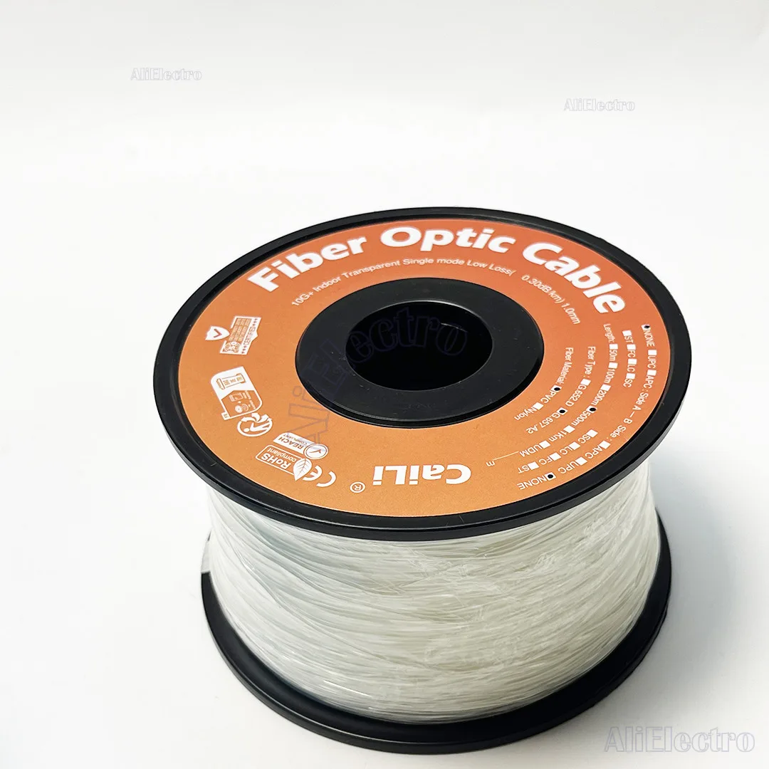 

1000m FTTH G657A2 Invisible Fiber Optical Drop Cable Transparent Patch Cord Indoor SM Bend Insensitive Fiber 0.9mm diameter PVC