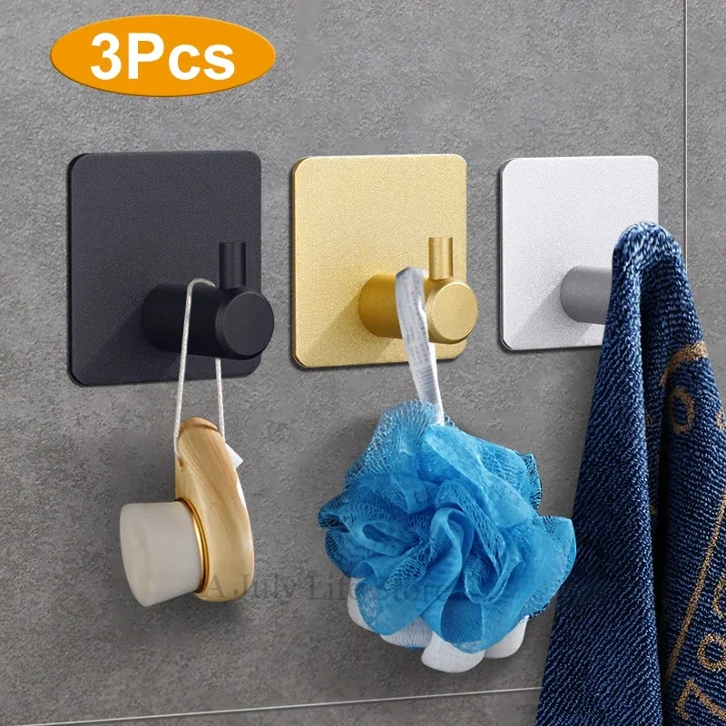 

Wall Hooks Self Adhesive Door Hooks For Key Rack Towel Holder Hang on the Wall Hanging Hooks Bathroom Accessories 1/2/3Pcs