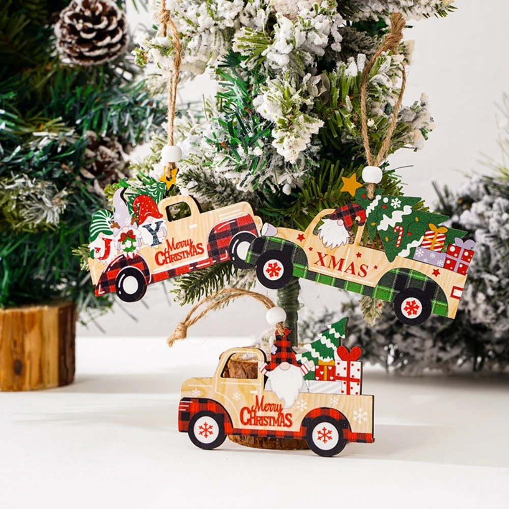 

2pcs Wooden Truck Hanging Pendants Faceless Old Man Pendant Drop Shipping Christmas Tree Decorations Árbol De Navidad Colgante