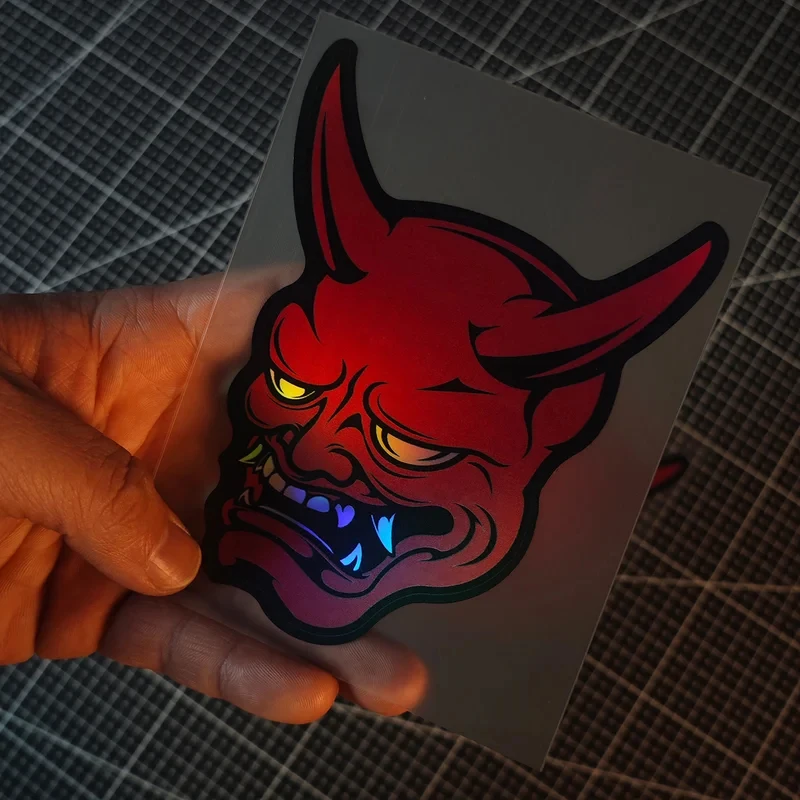 A Devil Mask Sticker - Prajna Mask Japanese JDM Is Suitable For Car Decals, Motorcycles And Laptops
