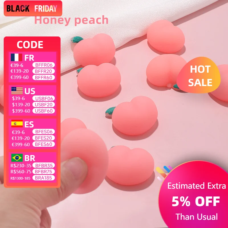 10PCS Super Cute Tuanzi Rubber Peach 3D Honey Peach Release Pressure Fun Children's Adult Small Toys Mobile Phone Decoration