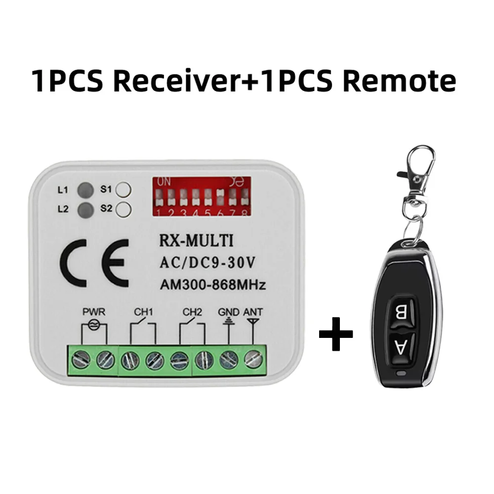 

RX-MULTI 2-канальный контроллер приемника AC/DC 9 В-30 В от 300 МГц до 868 МГц 433 МГц устройство открывания гаражных ворот/переключатель приемника дистанционного управления воротами