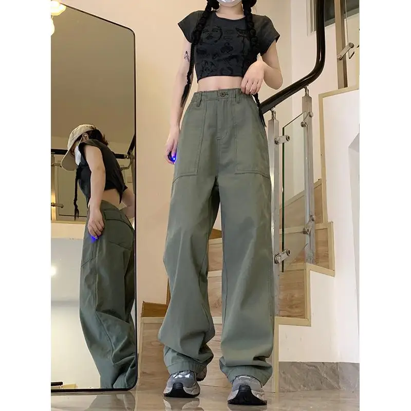 

Свободные прямые брюки для спецодежды, повседневные брюки в американском стиле ретро для мужчин и женщин, осень-зима, модные простые широкие брюки...