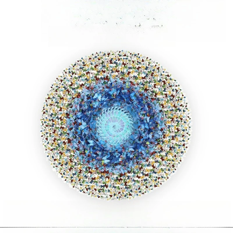 Luxury art, butterfly spiral decorative mirror, living room wall hanging wall, high-end entrance mirror