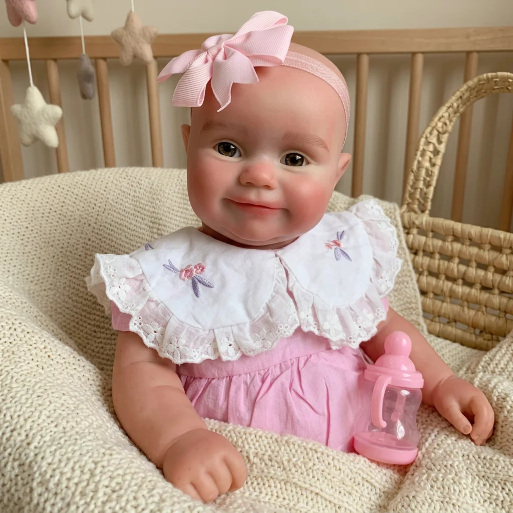 20 Inch Full Body Solid Silicone Reborn Baby Doll Maddie Hand Painted Visible Veins 3D Skin Texture Lifelike Soft Touch Bebe