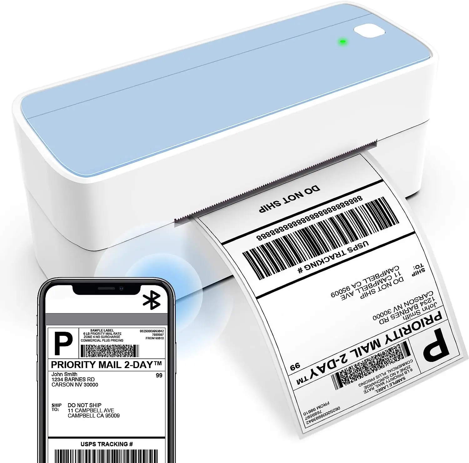 

PM-241-BT Bluetooth Shipping Label Printer Wireless Thermal Label Printer for Shipping Packages Inkless Thermal Label Printer