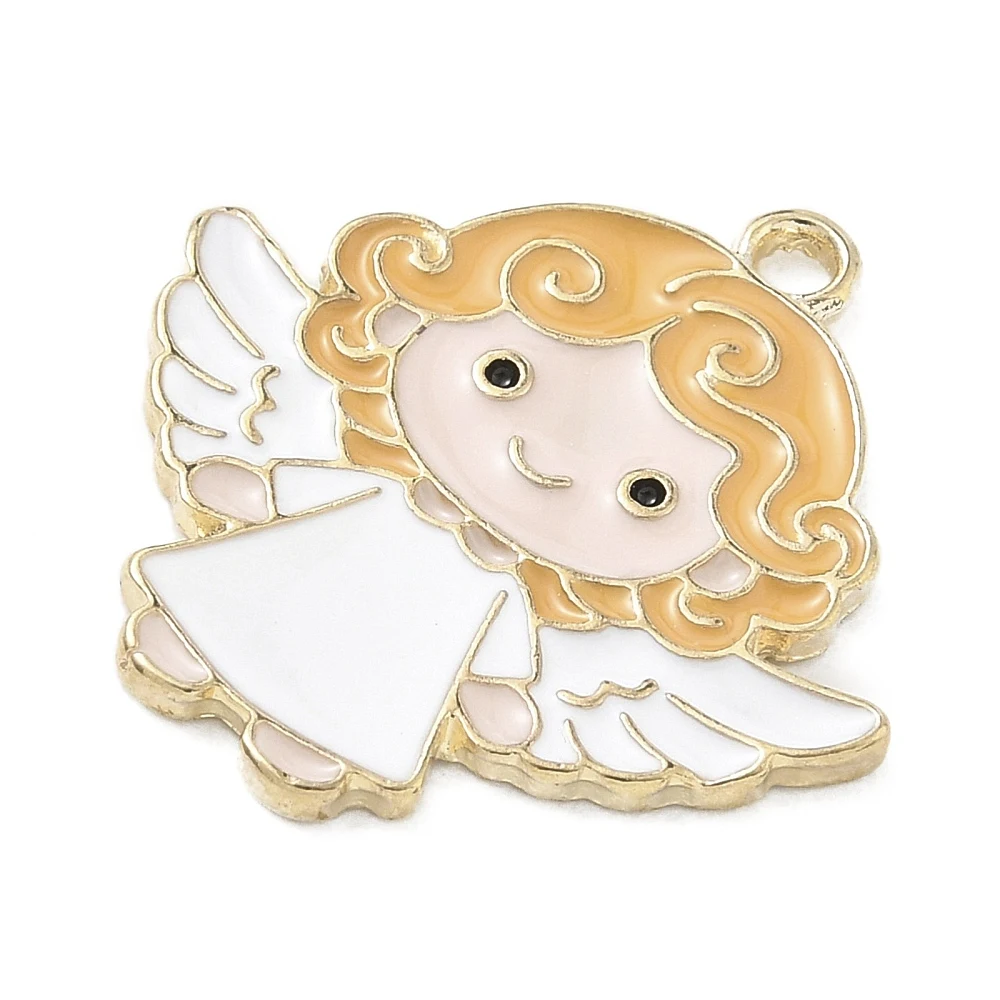 60pcs Cute Enamel Angel Charms White Alloy Winged Fairy Pendants for DIY Necklace Bracelet Making Jewelry Craft Supplies
