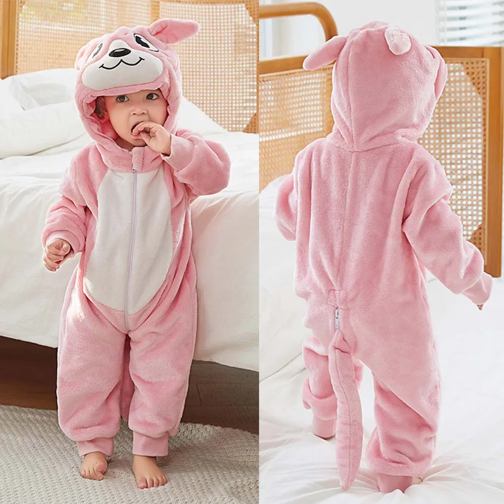 Toddler Boys Girls Kigurumi Pajamas 0-4 Years Children Sleepwear Winter Baby Rompers Infant Flannel Warm Clothes Animal Onesies