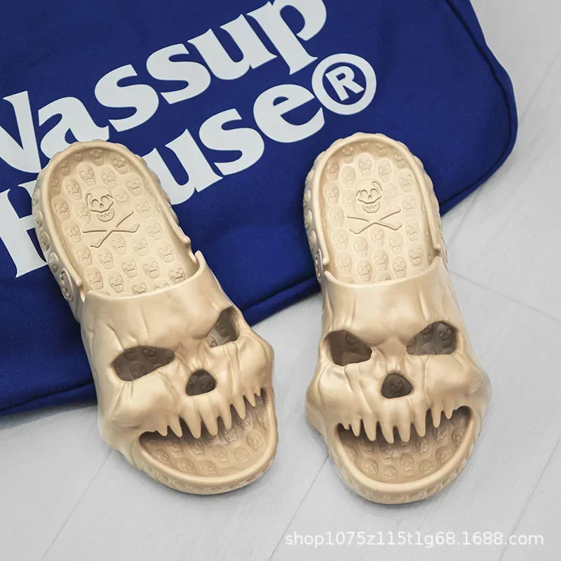 Platform Skull Slippers Demon Indoor Cloud Summer beach Sandal Slides y2k Flip Flops Trend Men Male Non-slip Sole Soft 2025 new