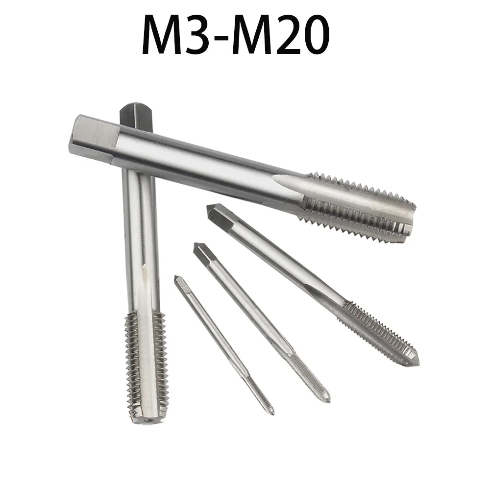 HSS Machine Tap M3-20 Metric Fine Thread Plug Tap Straight Flute High Precision Screw Tap for Metal Steel Tapping Tool Wearproof