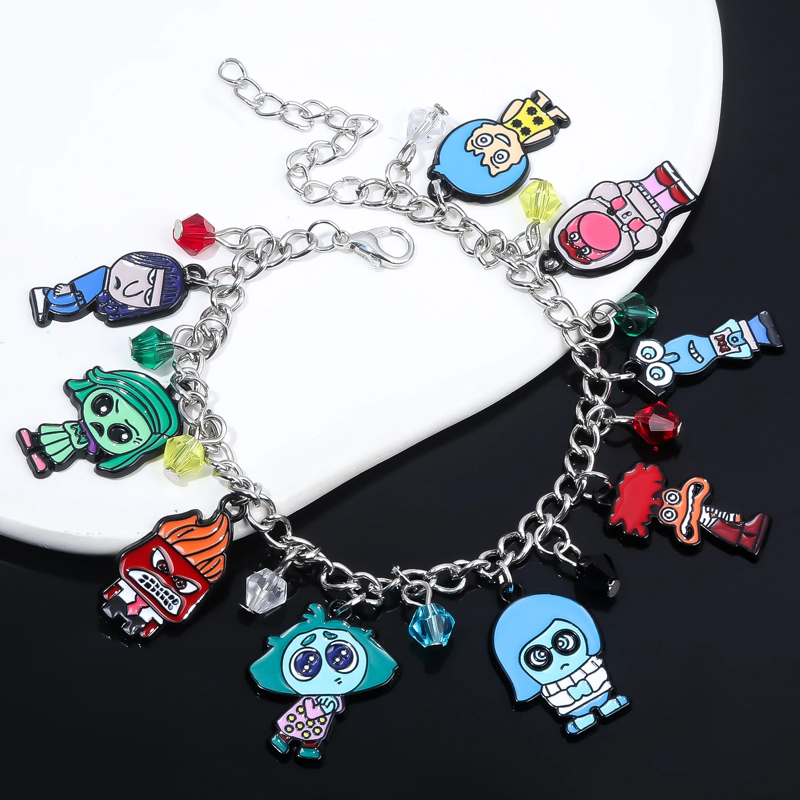 Inside Out Charm Bracelet Joy Sadness Disgust Angry Bangle Bracelets for Women Men Halloween Party Jewelry Gift