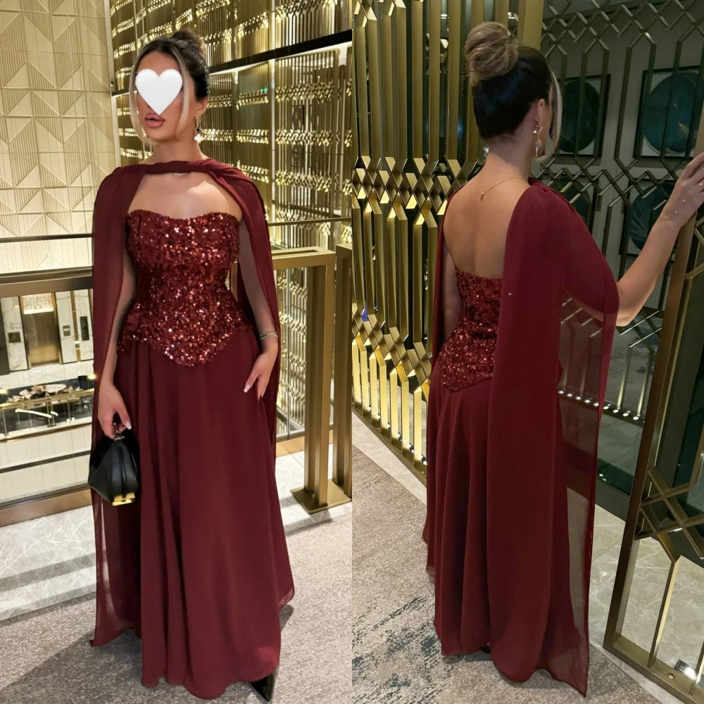 

Customized Chiffon Sequined Sweetheart Neck A-line Long Dress Prom Bespoke Occasion Women Luxury Evening Sparkle Party Wedding