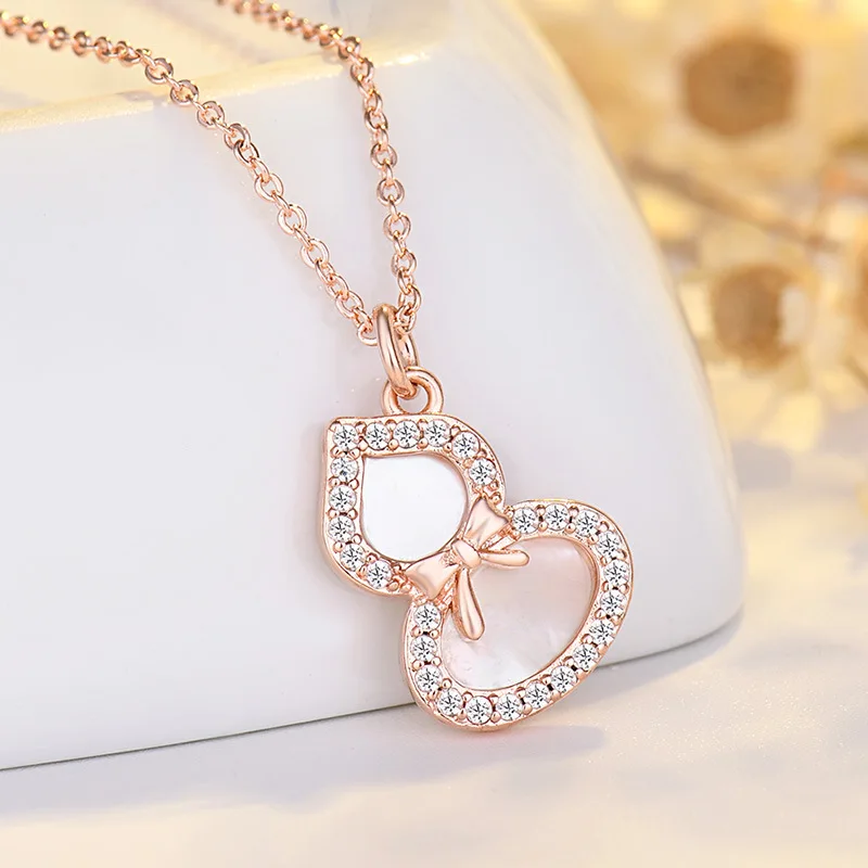 14K Gold-wrapped Color Inlaid Zircon Sticker Shell Gourd Pendant  Souvenir Necklace Jewelry Material Accessories