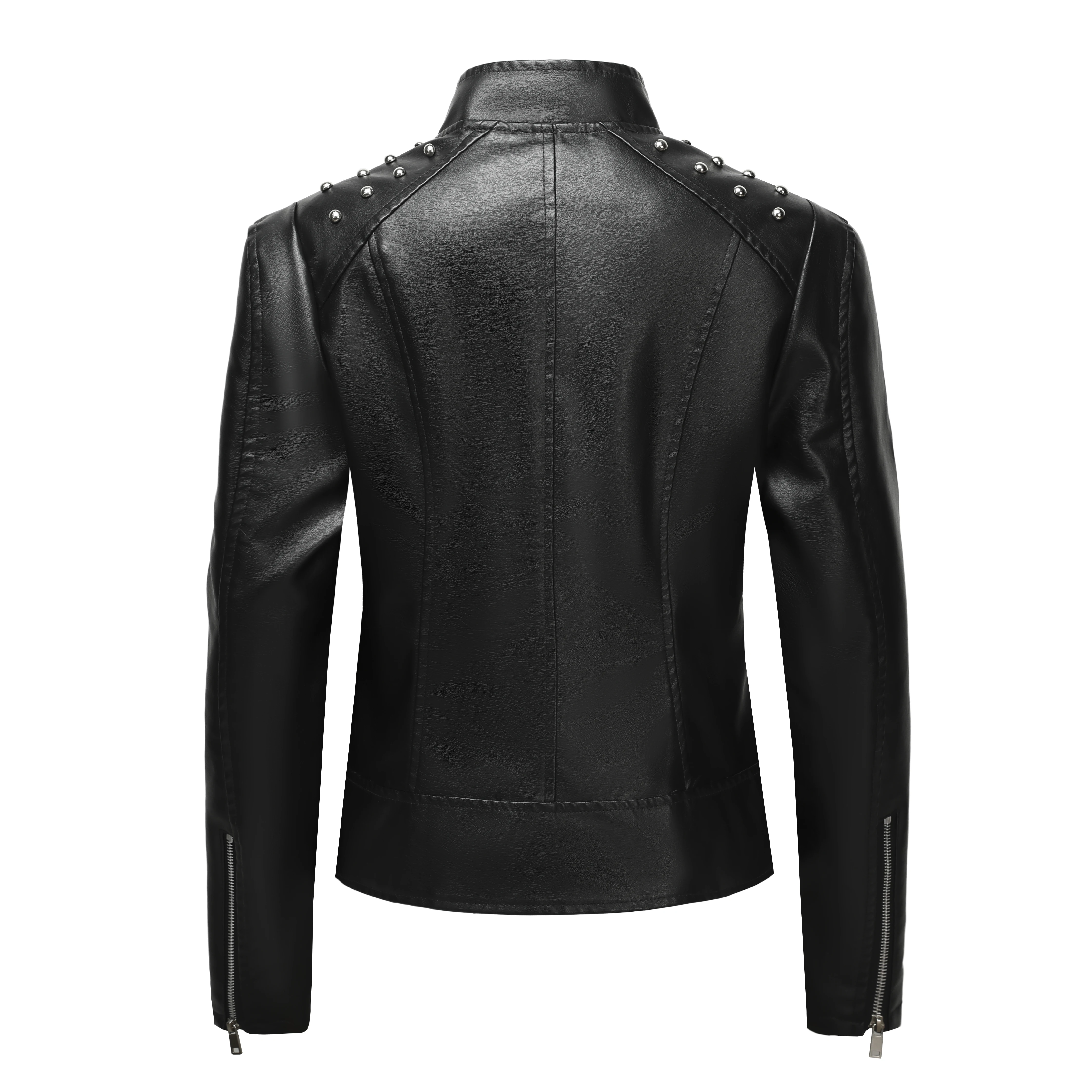 여성용 PU 가죽 재킷, 지퍼업 리벳 디자인 패션 탑, - Leather Work Jacket Women'S 리뷰 및 가격