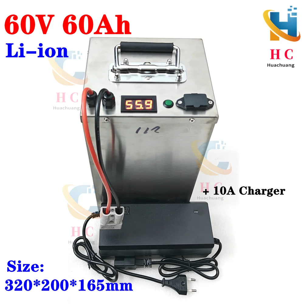 62.9V 60V 60Ah lithium ion battery BMS 17S 62.9V 63V li ion battery for 3000w scooter bike Tricycle Motorcycle +10A charger