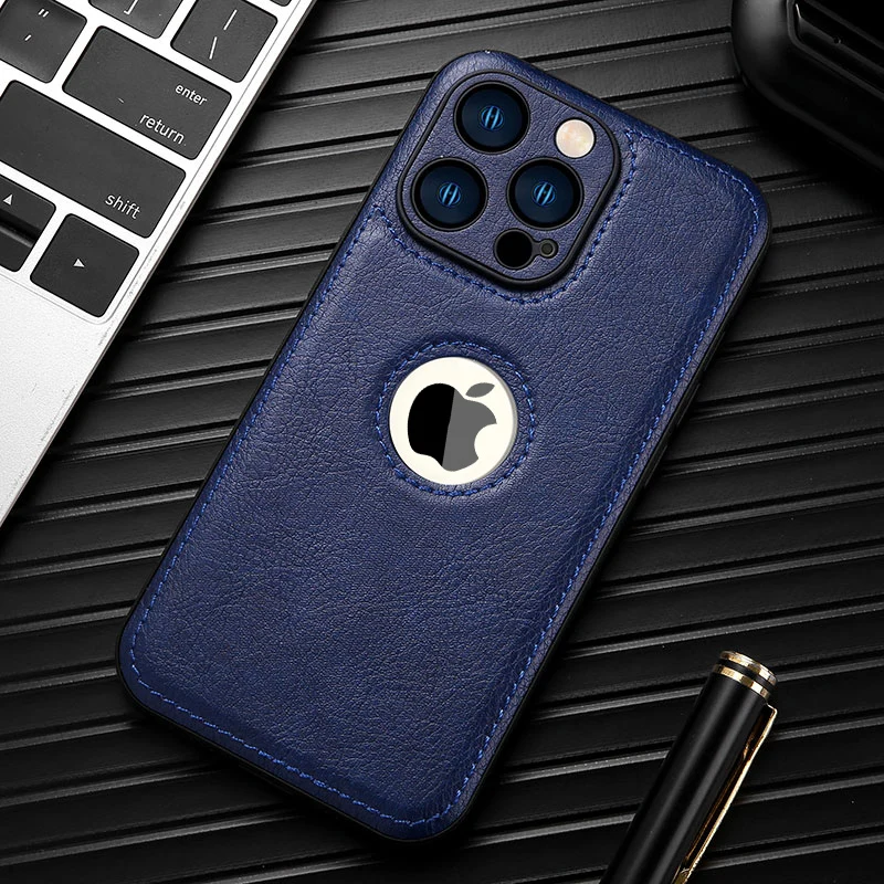 Custodia in pelle di lusso per Apple iPhone 15 14 13 12 11 Pro MAX XS XR 7 8 Plus 15Pro Celular Cover morbida per telefono con foro Logo originale