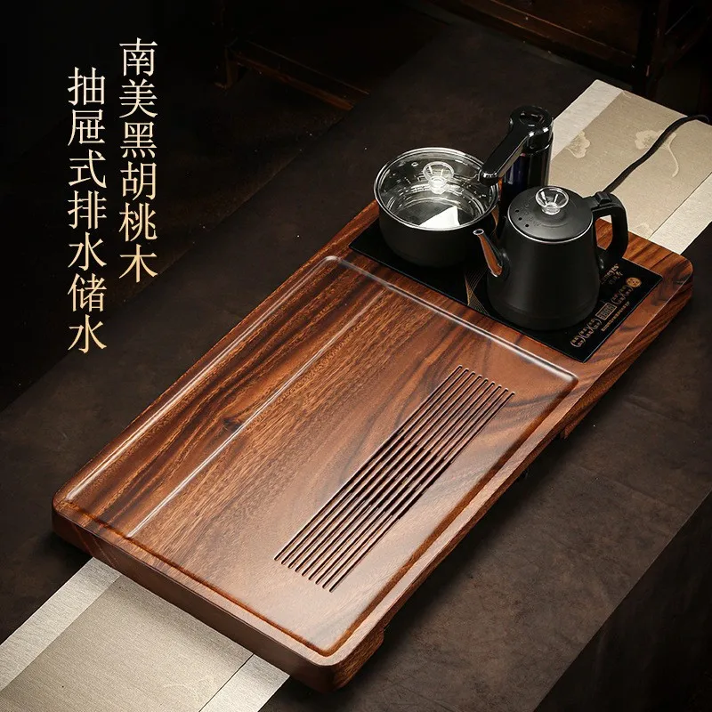 South American walnut tea tray tea making set, fully automatic integrated set, home office original solid wood tea tray water st