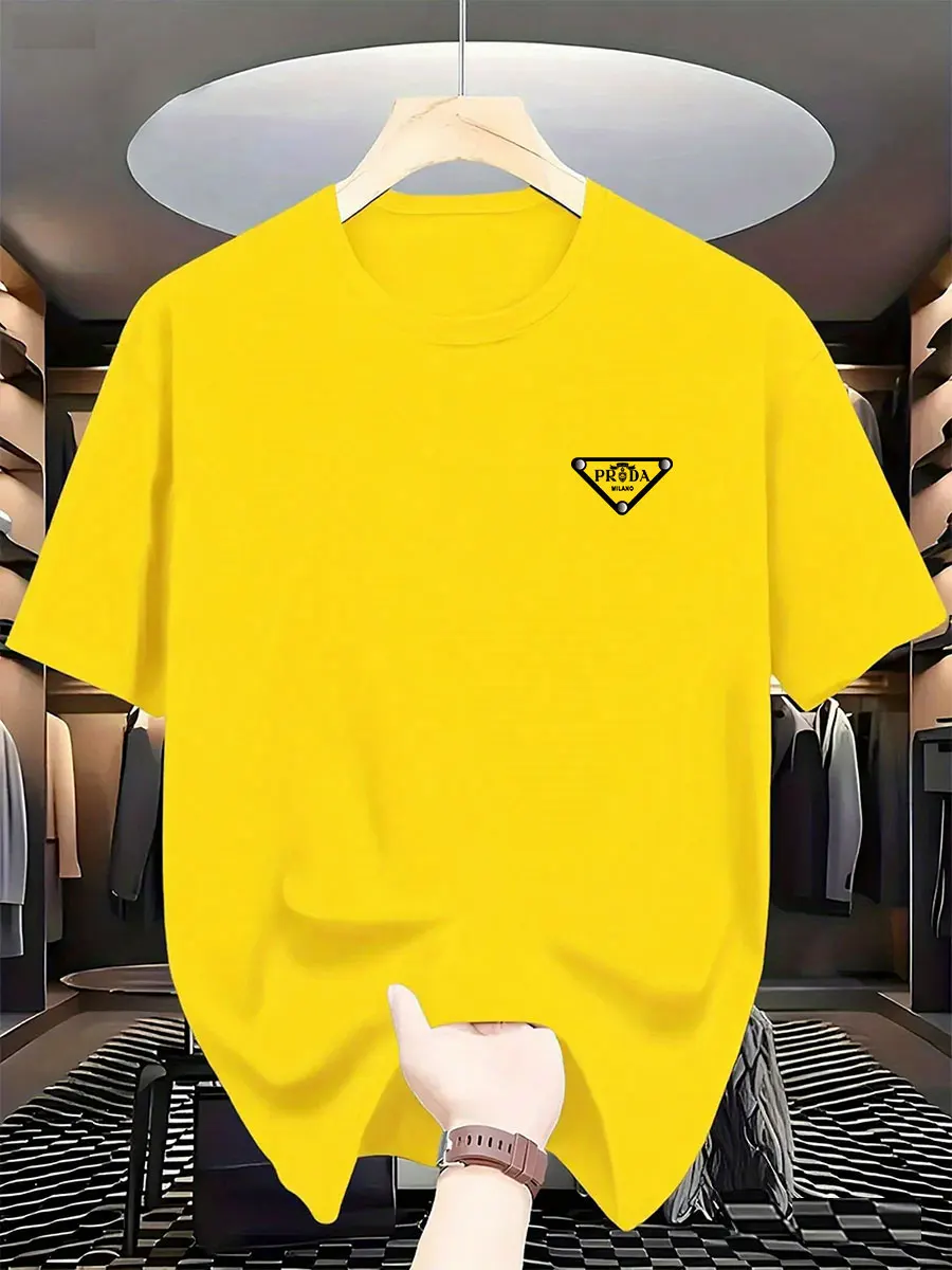 2026 Korea New Men's Milan Fashion Trend International Brand Printed T-shirt Pure Cotton Round Neck T-shirt Fashion Printed