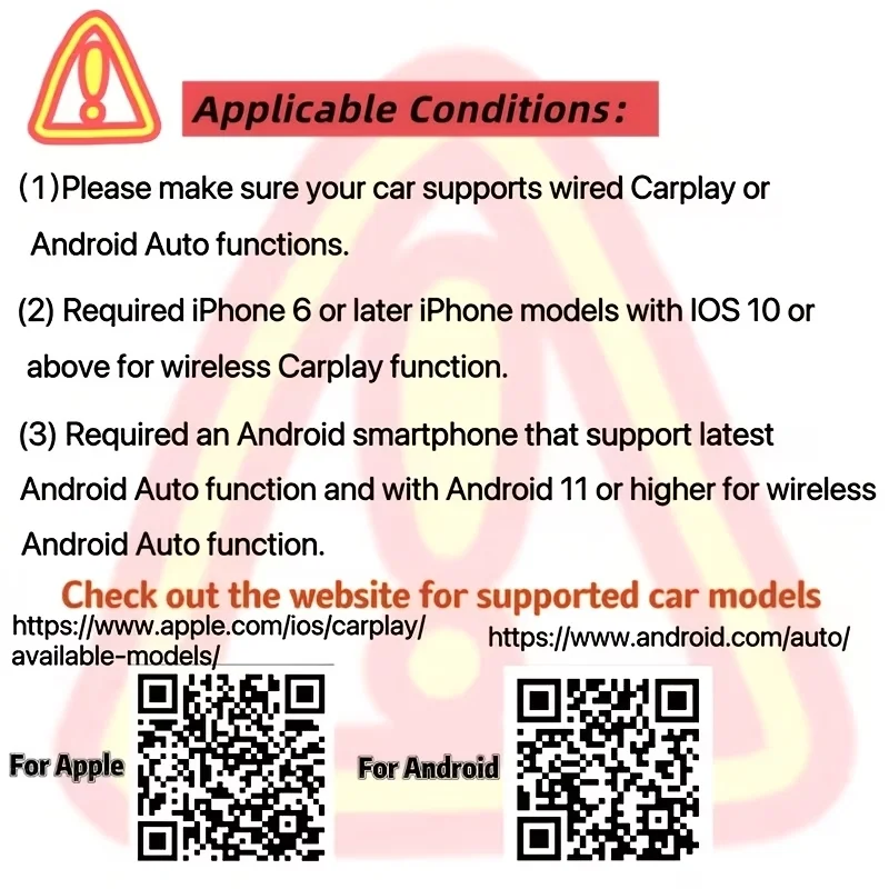 Smart Dongle Wireless CarPlay Adapter for Android Auto for Apple iOS ,Intelligent Car Screen System, Plug & Play，No Latency