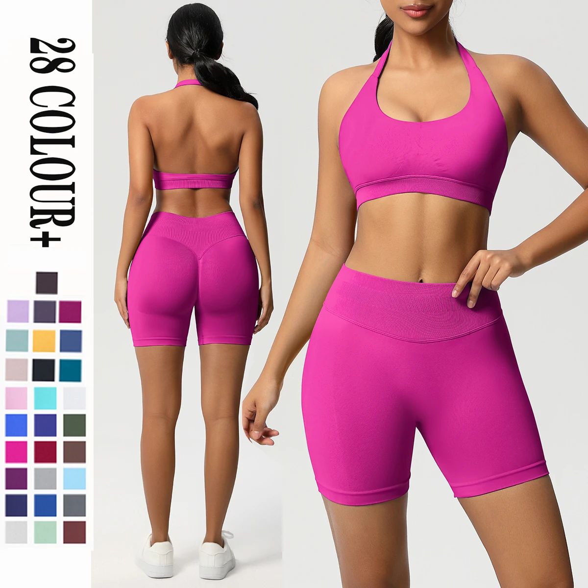 Ropa deportiva para mujer, conjunto de Yoga deportivo, ropa de gimnasio, trajes de Yoga para mujer, chándales, pantalones cortos deportivos, sujetador cruzado, mallas de gimnasio, 2 uds.