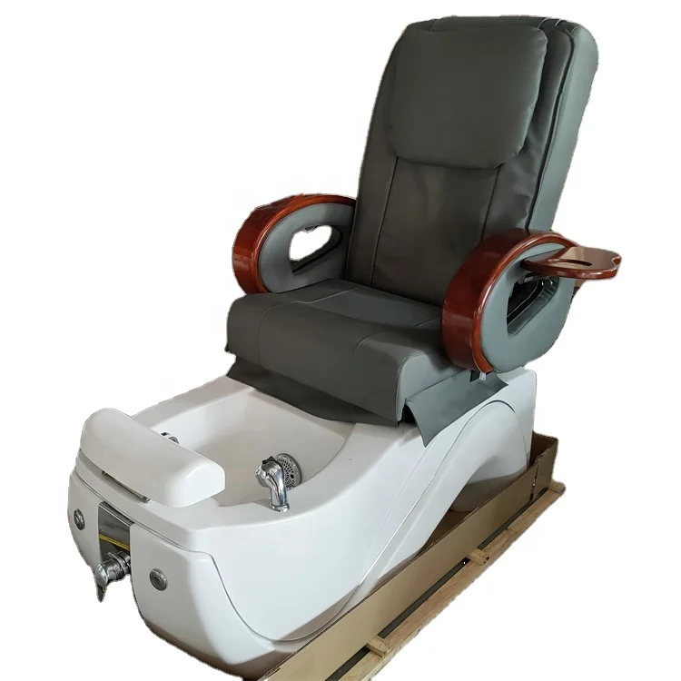Luxury Hot Sale Pedicure No Plumbing Manicure Foot Bath Spa Black Grey Massage Chair With White Bowl