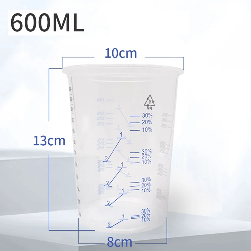 40Pcs Plastic Disposable Paint Mixing Cup Measurements Cups For Resin Epoxy Pour 600ML