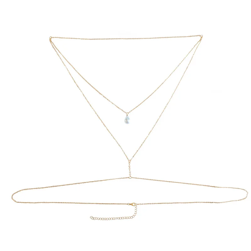 Colgante de gota de agua Simple y sexy, cadena trasera de aleación, vestido de noche para banquete de fiesta, cadena para el cuerpo de mujer