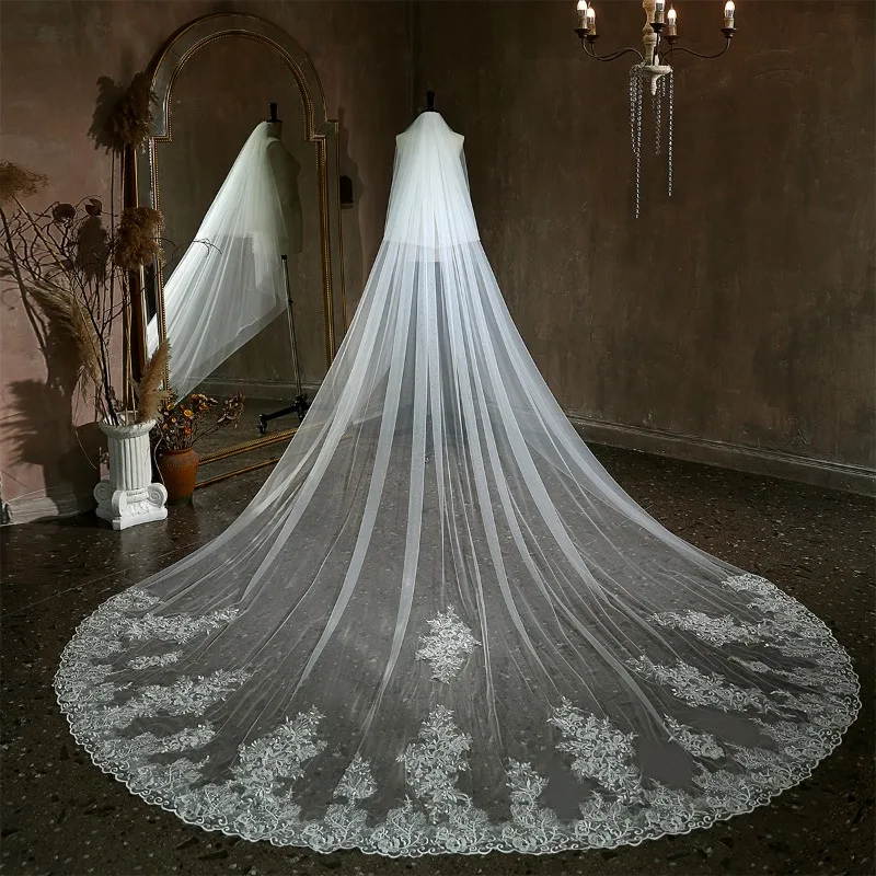 

Bridal Veil New Korean Yarn Length 3.5 Meters Double Tail Veil Lace