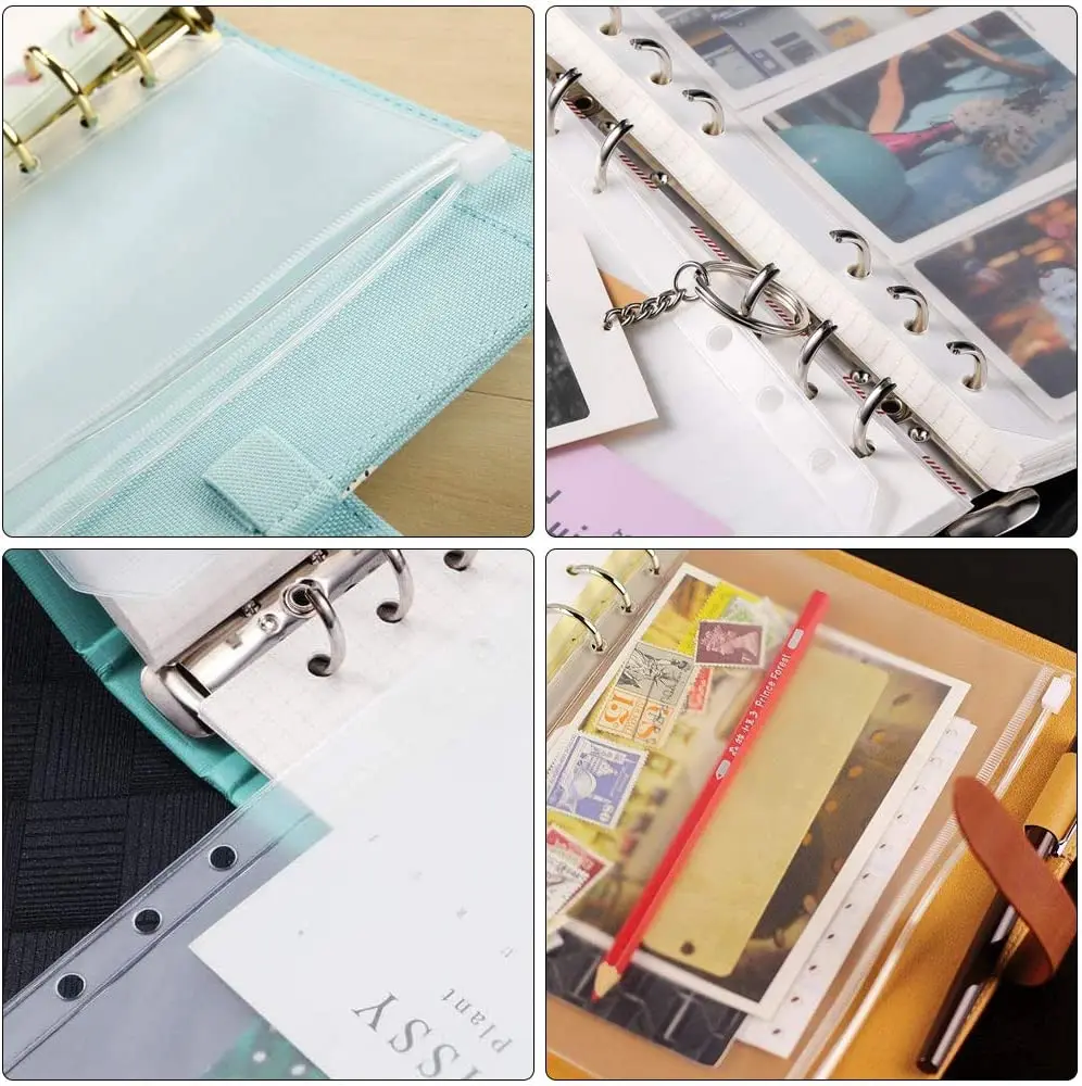 Imagem -05 - Binder Zipper Folders para 6-ring Notebook Binder Bolsa de Folha de Pvc Impermeável a6 Binder Bolsos