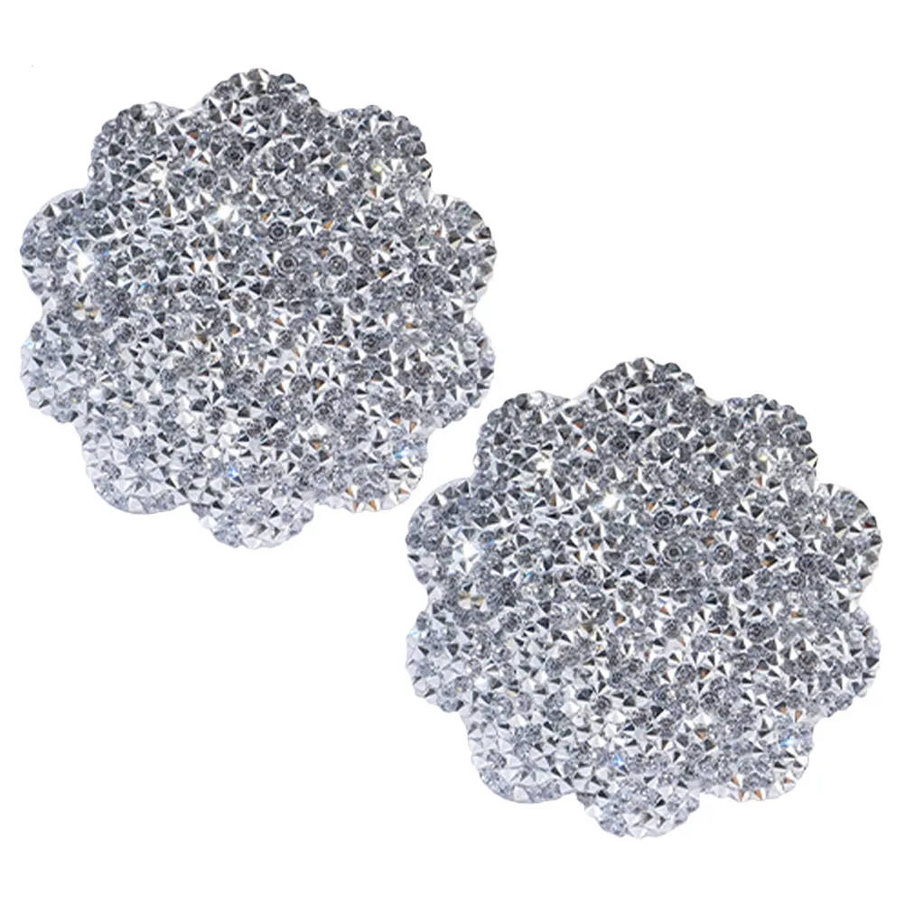 

Non slip Water Coaster Car Interior Decorative Accessories Automotive Cup Holders Mats Insert Bling Rhinestone Flower Design