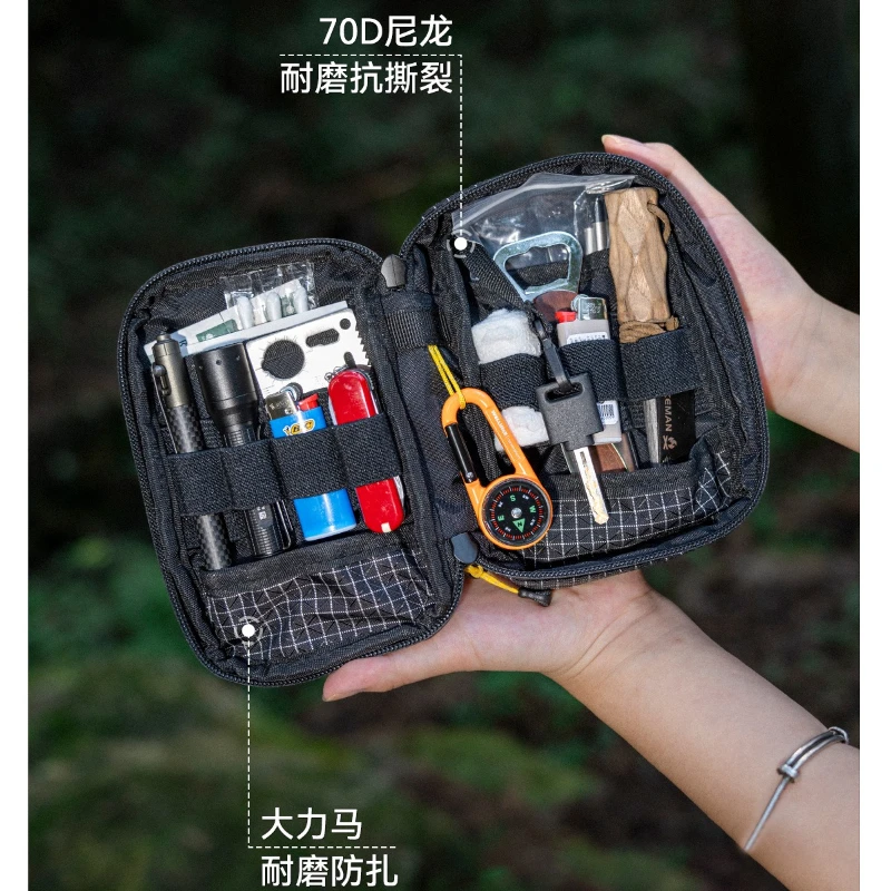 Hikeman التكتيكية EDC حقيبة التخزين أدوات في الهواء الطلق تنظيم الإسعافات الأولية ركاب المشي لمسافات طويلة الرجال المحمولة بطاقة صغيرة حقيبة الظهر #5